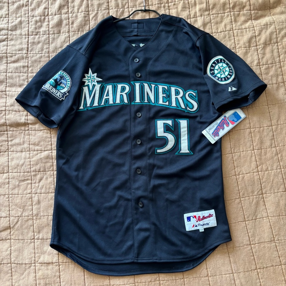 Majestic 30th Anniversary Seattle Mariners Ichiro Size 44 Black Jersey NWT